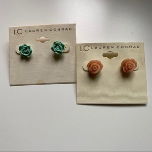 Lauren Conrad Rose Earrings set of 2 NWT